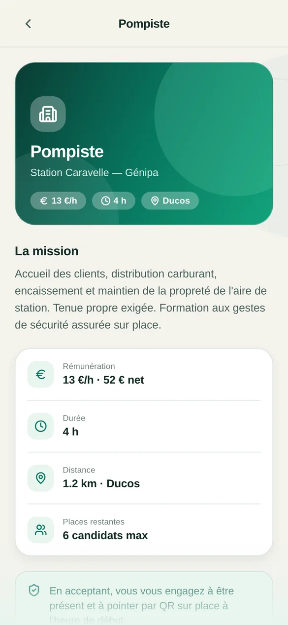 Application Staff — Le montant avant d'accepter